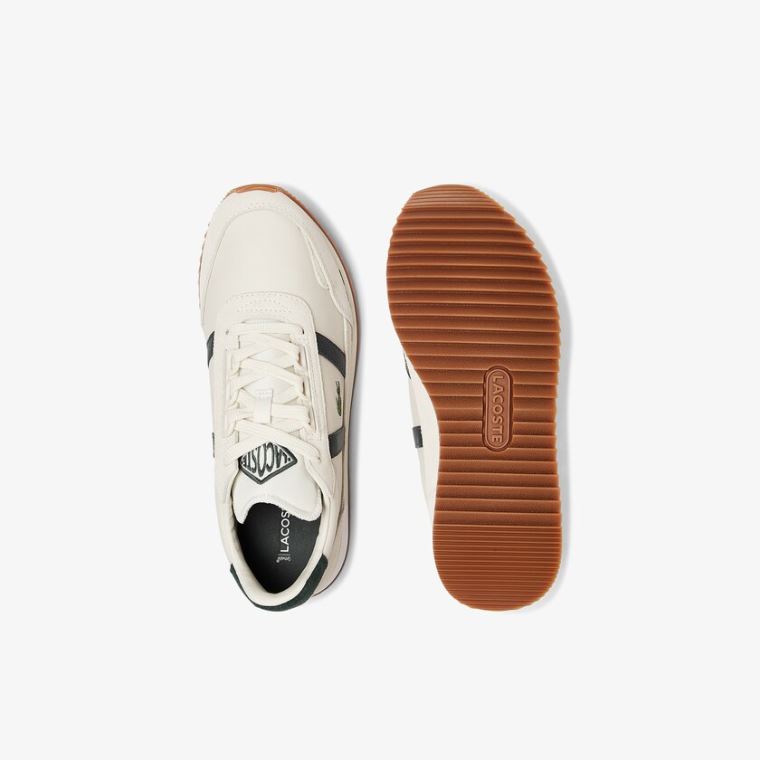 Lacoste Partner Retro Lær Sneakers Beige Grønn | cQ8aianC