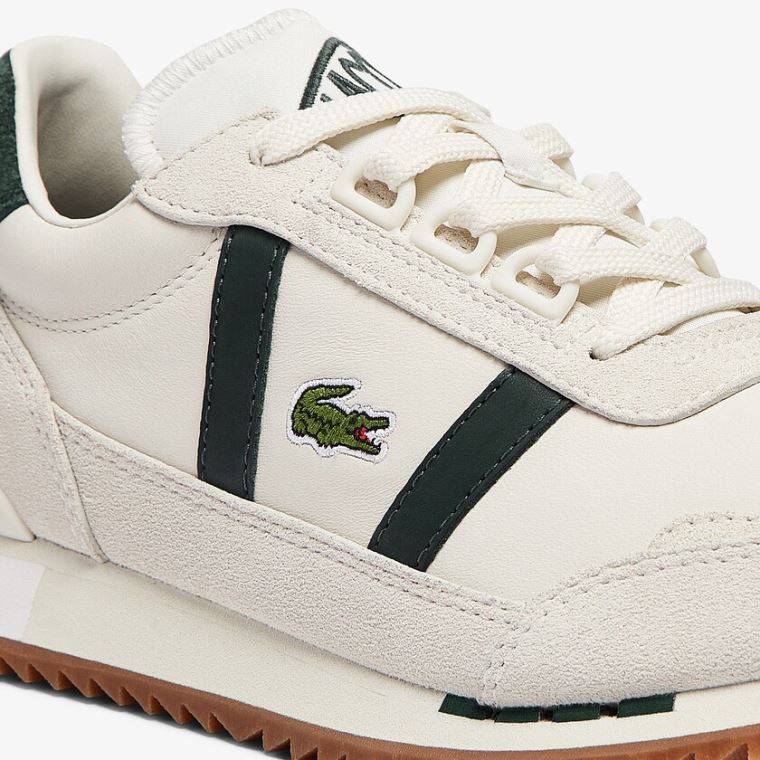 Lacoste Partner Retro Lær Sneakers Beige Grønn | cQ8aianC