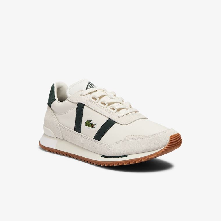 Lacoste Partner Retro Lær Sneakers Beige Grønn | cQ8aianC