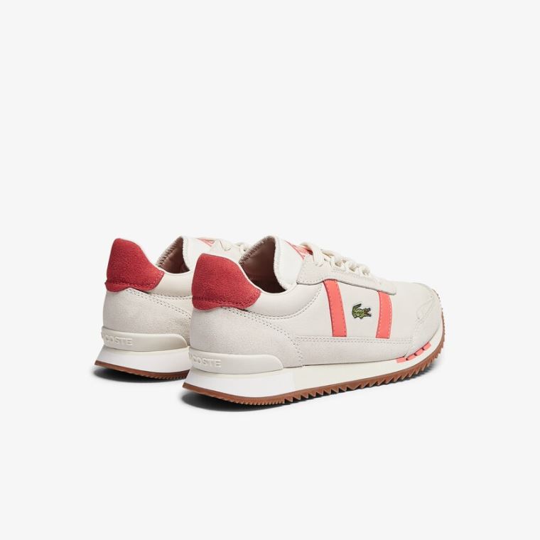 Lacoste Partner Retro Lær Sneakers Beige Rosa | zadyCe08