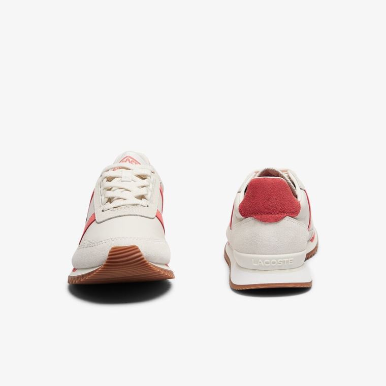 Lacoste Partner Retro Lær Sneakers Beige Rosa | zadyCe08