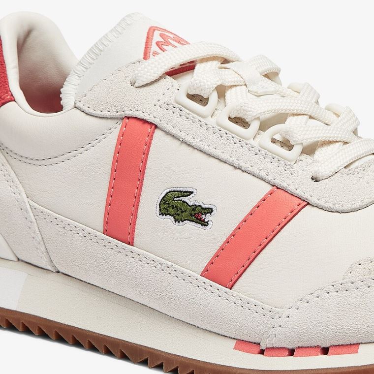 Lacoste Partner Retro Lær Sneakers Beige Rosa | zadyCe08