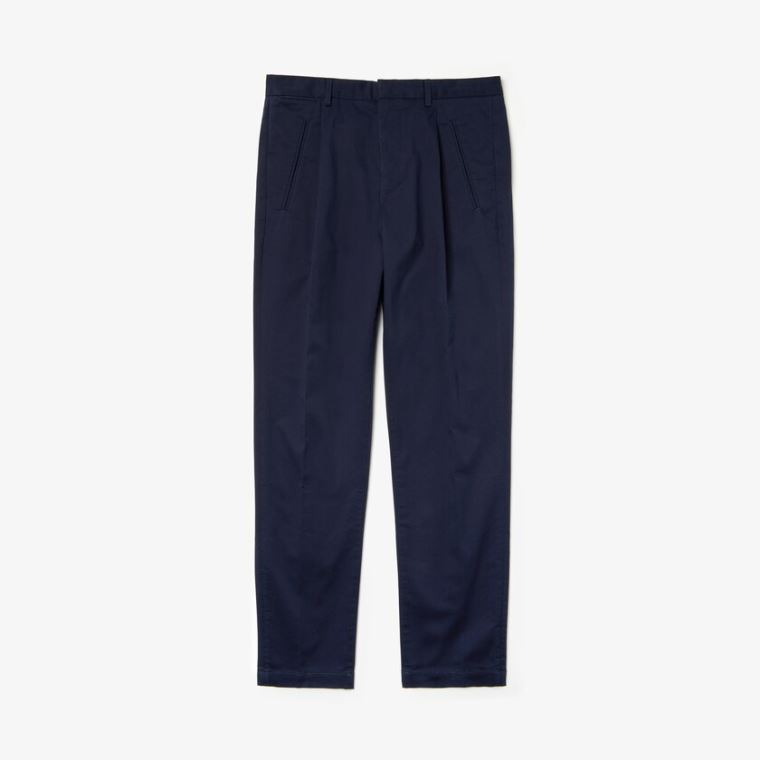 Lacoste Pleat-Front Twill Chinos Marineblå Blå | XziBCh9U