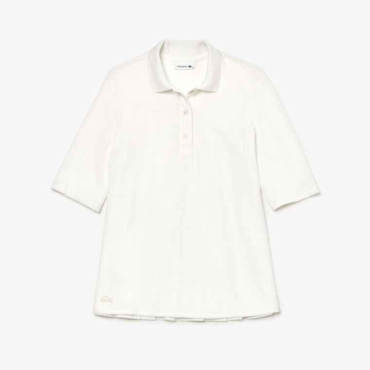 Lacoste Pleated Back Petit Piqué Polo Hvite | iOwaEjkH