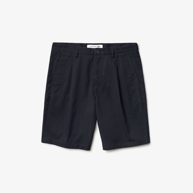 Lacoste Pleated Stretch Bermuda Shorts Marineblå Blå | 558lfavA