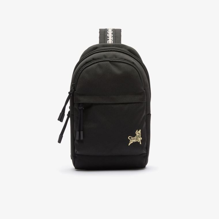 Lacoste Pocket Backpack Svarte Gull | vakaEQZJ