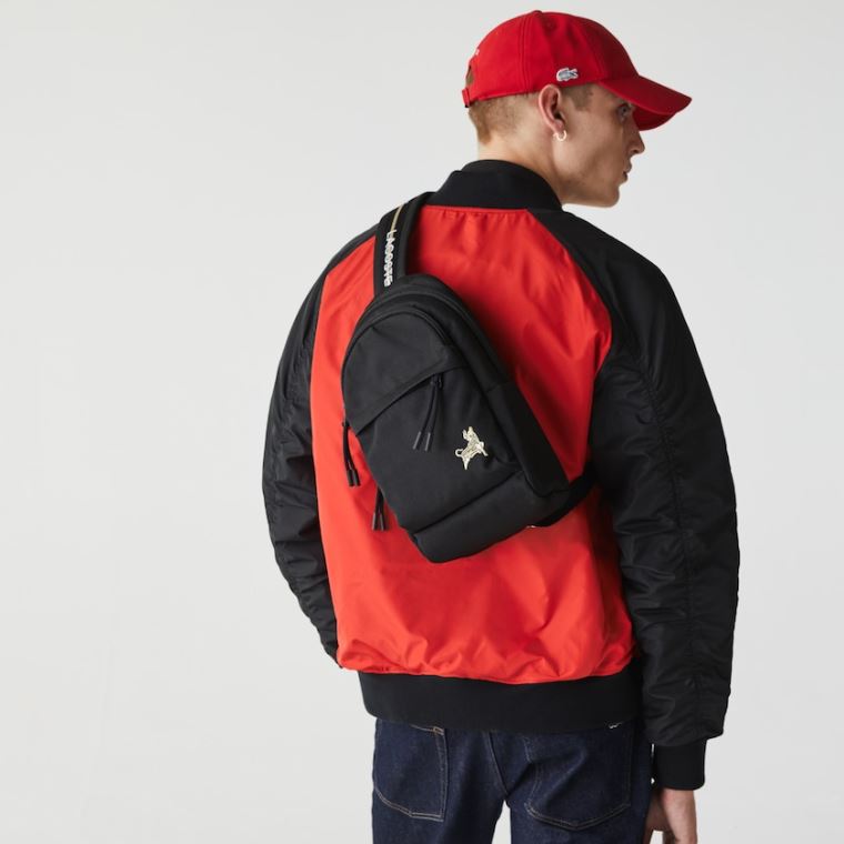 Lacoste Pocket Backpack Svarte Gull | vakaEQZJ