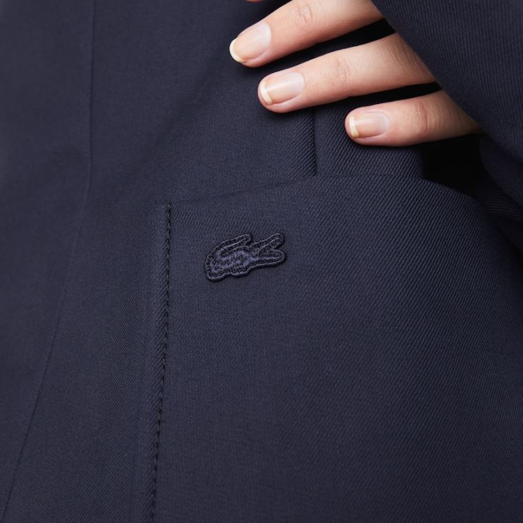 Lacoste Pocketed Bomull And Wool Straight Fit Blazer Marineblå Blå | IGyXyZYs