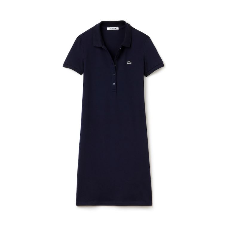 Lacoste Polo dress in stretch mini piqué Marineblå Blå | p3jXxdby