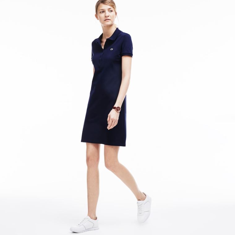 Lacoste Polo dress in stretch mini piqué Marineblå Blå | p3jXxdby