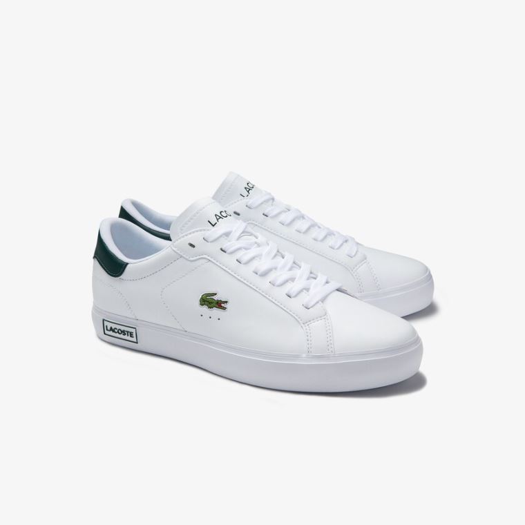 Lacoste Power Court Low Top Sneakers Hvite Mørke Grønn | ZJmSPbR0