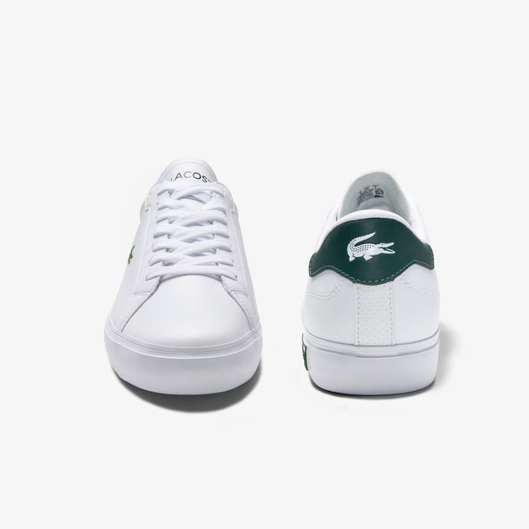 Lacoste Power Court Low Top Sneakers Hvite Mørke Grønn | ZJmSPbR0