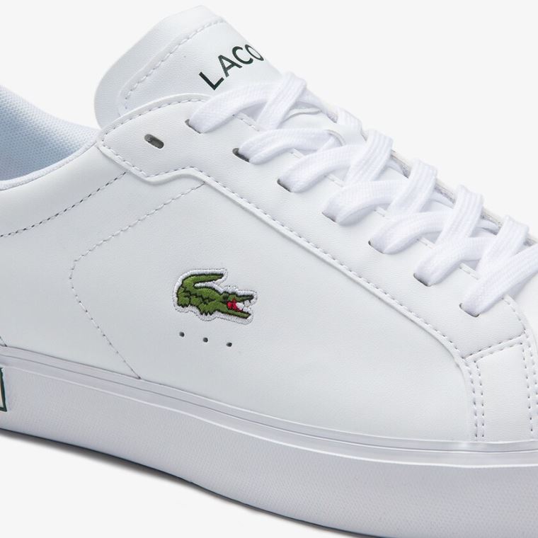 Lacoste Power Court Low Top Sneakers Hvite Mørke Grønn | ZJmSPbR0