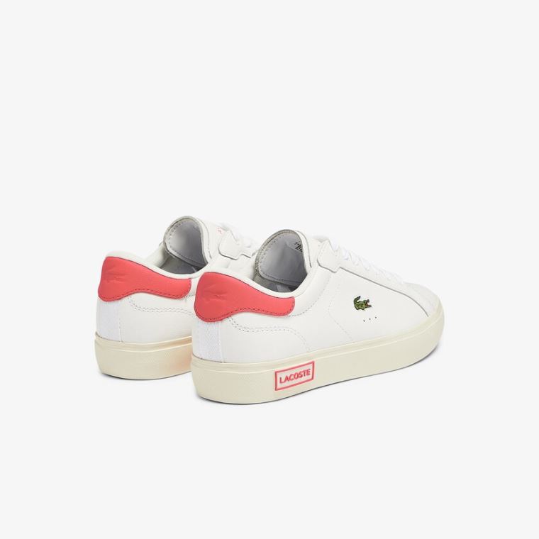 Lacoste Powercourt Lær Popped Heal Sneakers Hvite Beige | WLPYA3Mp