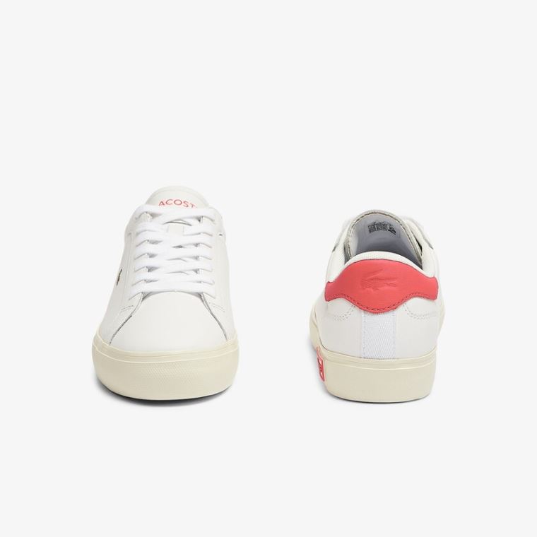 Lacoste Powercourt Lær Popped Heal Sneakers Hvite Beige | WLPYA3Mp