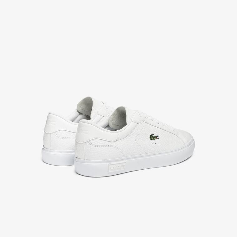 Lacoste Powercourt Lær Sneakers Hvite | OfIh1yNE