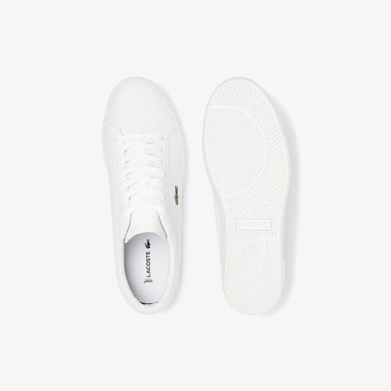 Lacoste Powercourt Lær Sneakers Hvite | OfIh1yNE