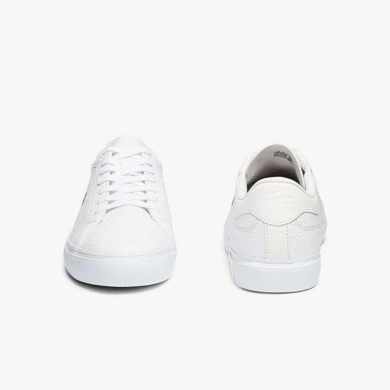 Lacoste Powercourt Lær Sneakers Hvite | OfIh1yNE