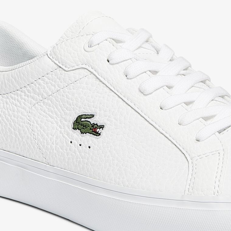 Lacoste Powercourt Lær Sneakers Hvite | OfIh1yNE