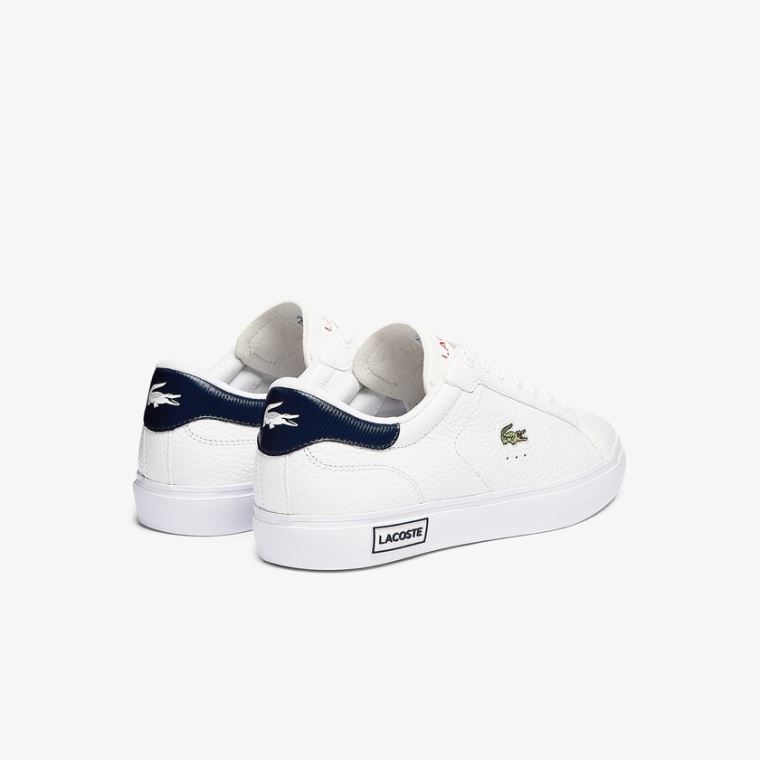 Lacoste Powercourt Lær Sneakers Hvite Beige | SKTkuw05