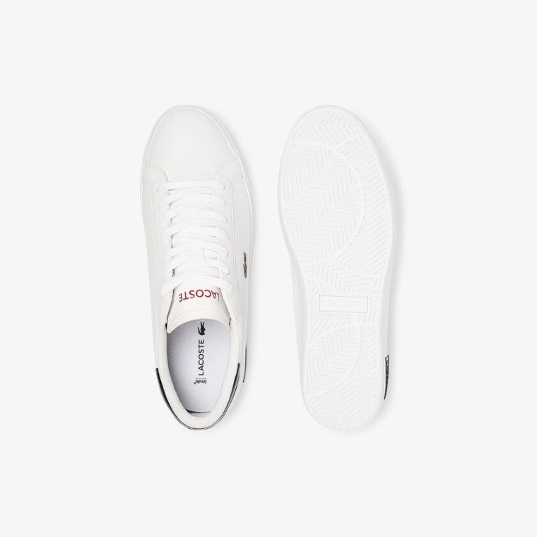 Lacoste Powercourt Lær Sneakers Hvite Beige | SKTkuw05