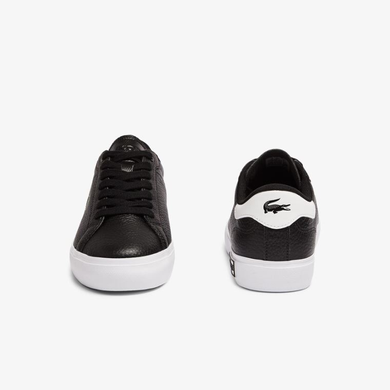 Lacoste Powercourt Lær and Syntetisk Sneakers Svarte Hvite | pp2pZA6U