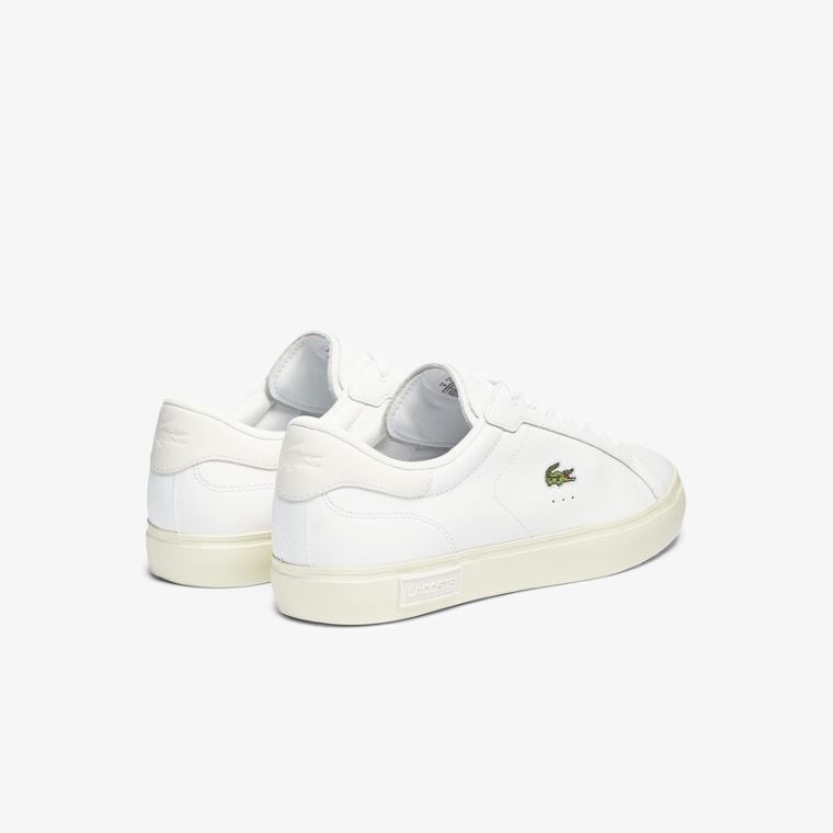 Lacoste Powercourt Smooth Lær Sneakers Hvite Grå | 6L1JuVjz