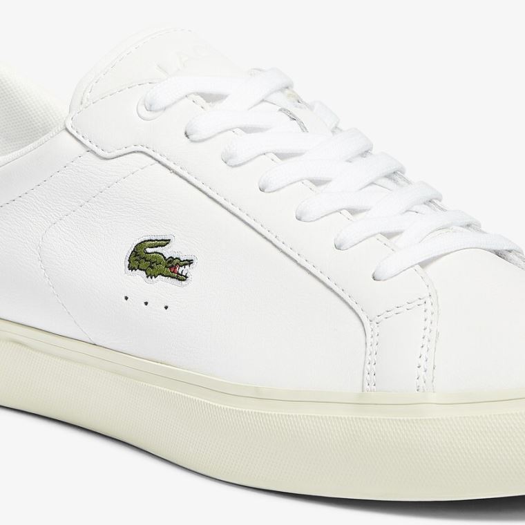 Lacoste Powercourt Smooth Lær Sneakers Hvite Grå | 6L1JuVjz