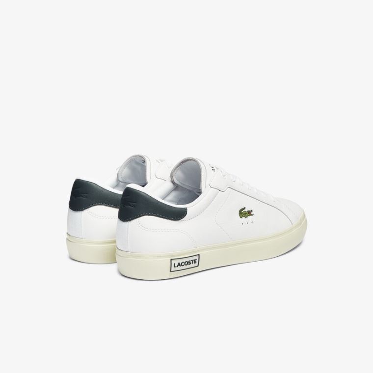 Lacoste Powercourt Smooth Lær Sneakers Hvite | 9Q1PlhWi