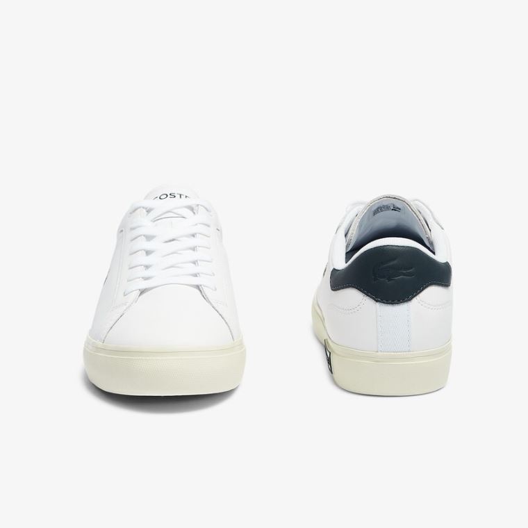 Lacoste Powercourt Smooth Lær Sneakers Hvite | 9Q1PlhWi