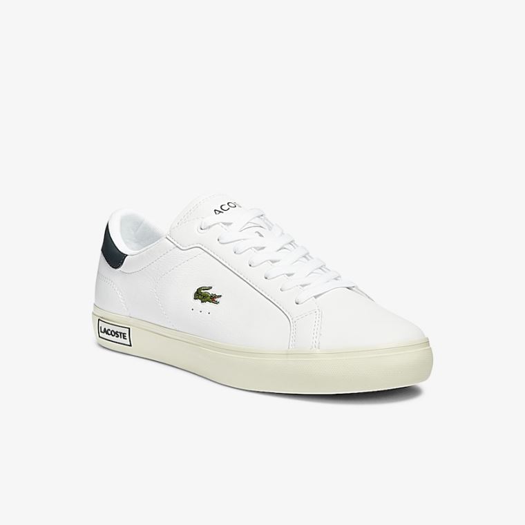 Lacoste Powercourt Smooth Lær Sneakers Hvite | 9Q1PlhWi