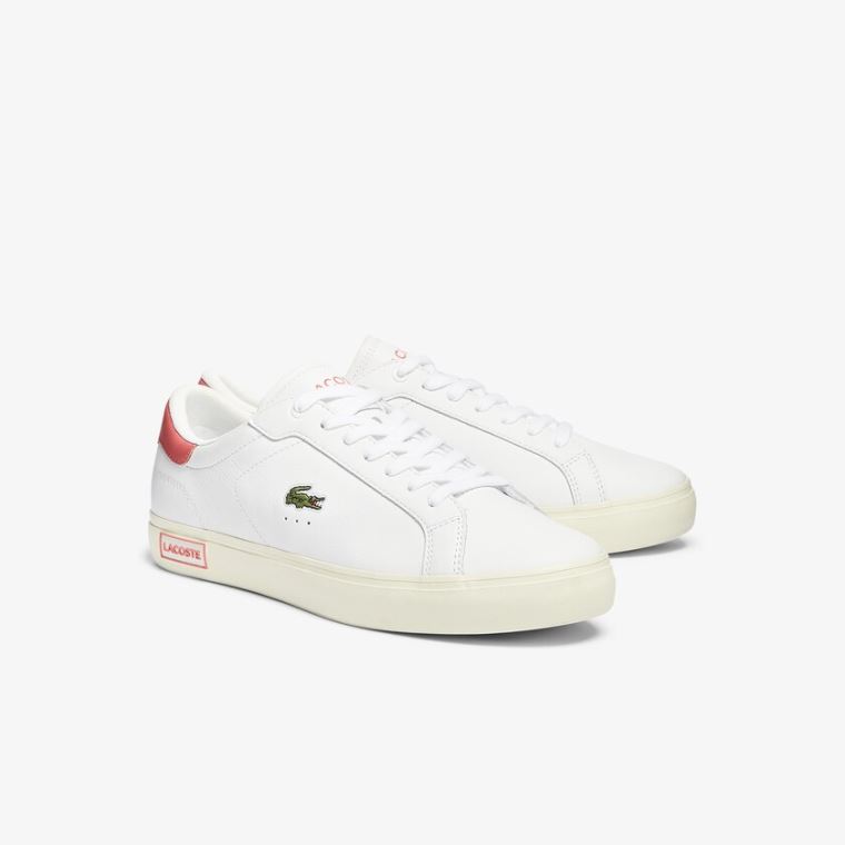 Lacoste Powercourt Smooth Lær Sneakers Hvite Rosa | 9n1PP6I7