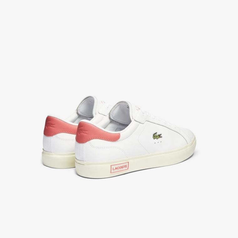 Lacoste Powercourt Smooth Lær Sneakers Hvite Rosa | 9n1PP6I7