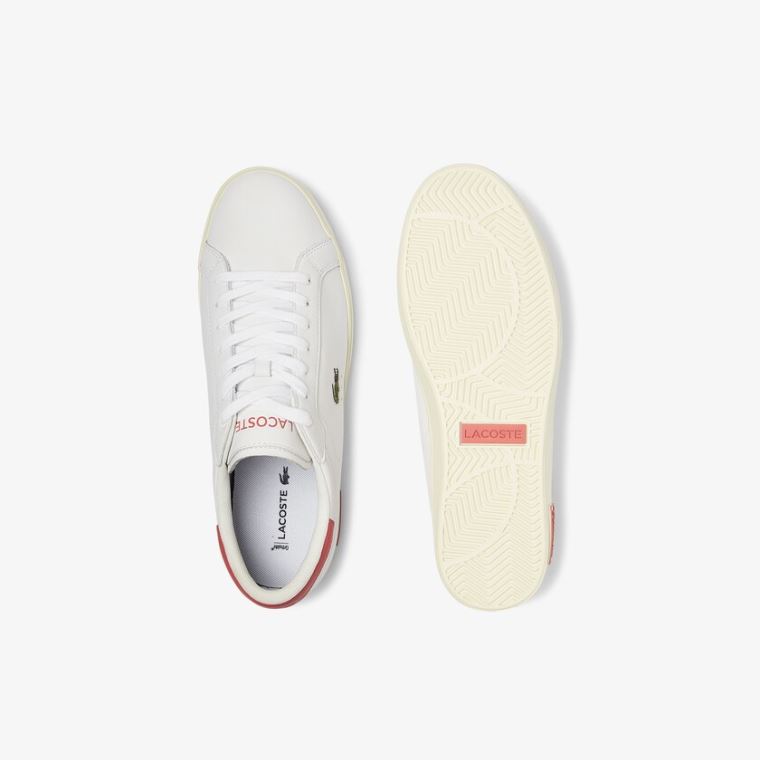 Lacoste Powercourt Smooth Lær Sneakers Hvite Rosa | 9n1PP6I7