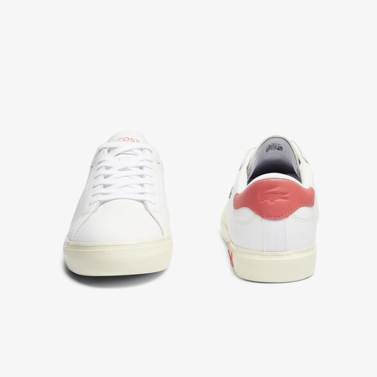 Lacoste Powercourt Smooth Lær Sneakers Hvite Rosa | 9n1PP6I7