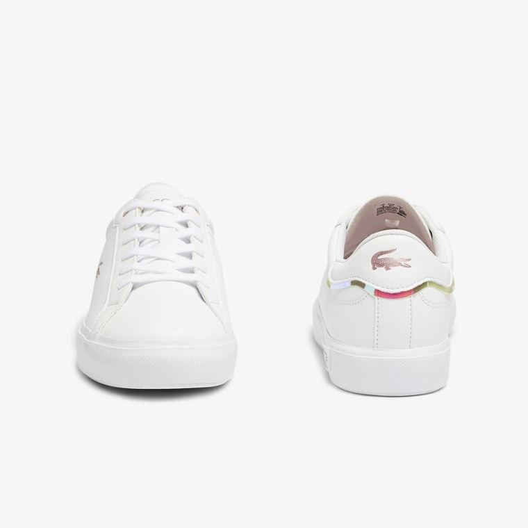 Lacoste Powercourt Syntetisk Metallic Accent Sneakers Hvite Rosa | o0CDIyzm