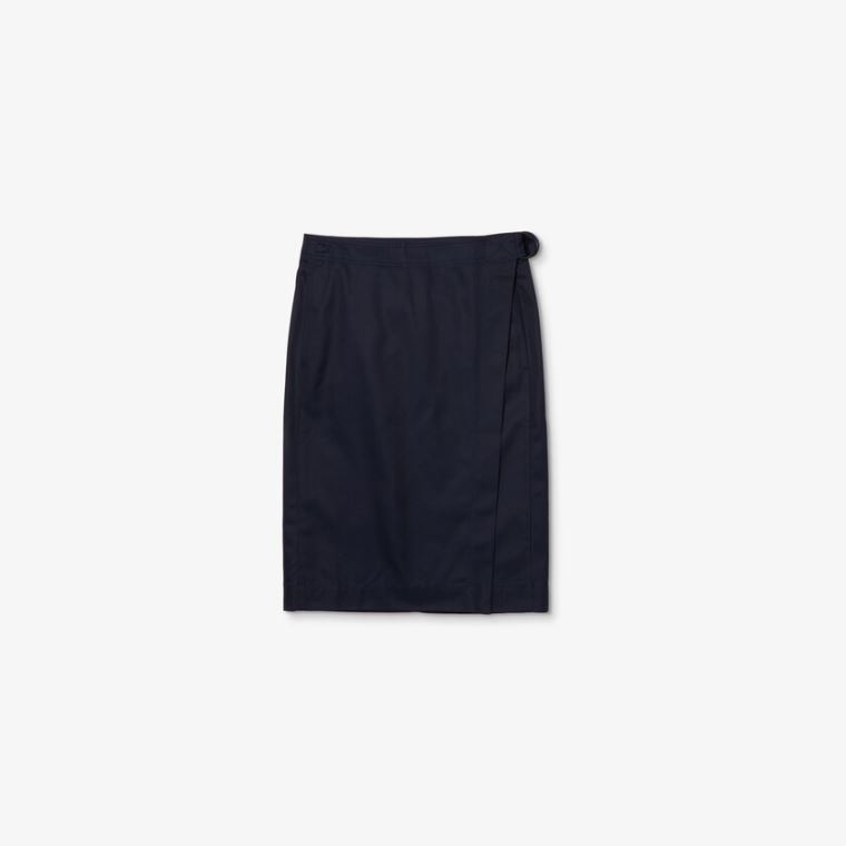 Lacoste Premium Bomull Canvas Wrapped Skirt Marineblå Blå | hwF9Dz3W