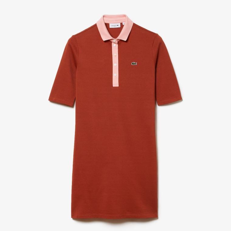 Lacoste Premium Bomull Piqué Polo Kjoler Brune Rosa | k6n2iaBI