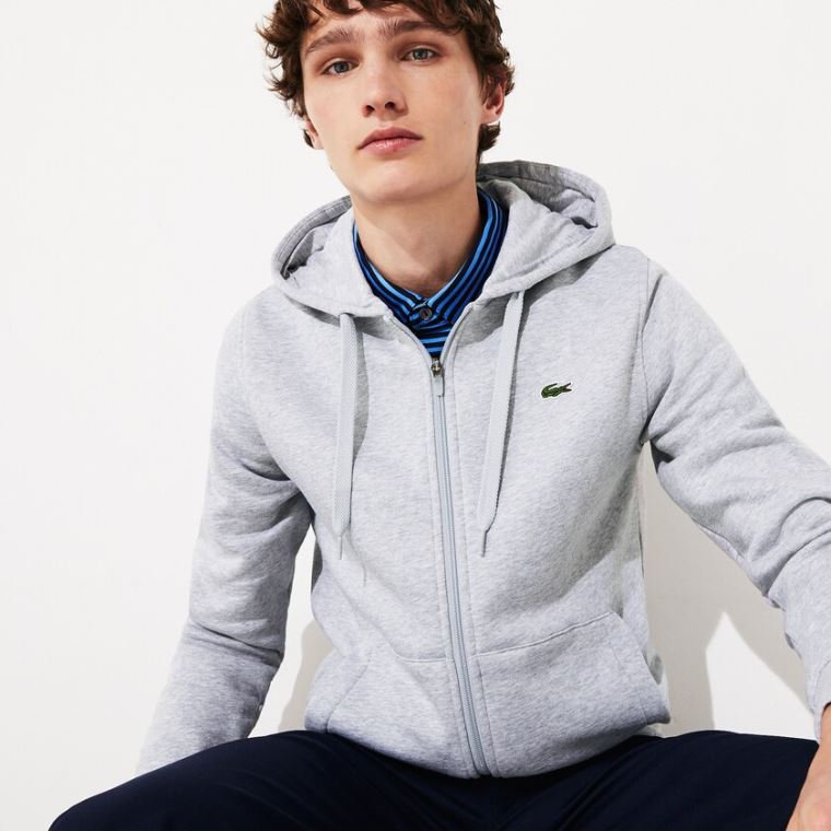 Lacoste Presidents Cup Hette Back-Printed Fleece Zip Golf Sweatshirt Grå | 5k8F7tMv