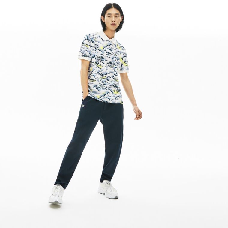 Lacoste Print Bomull Piqué Classic Fit Polo Shirt Lilla Gul Hvite | qXMboyjQ