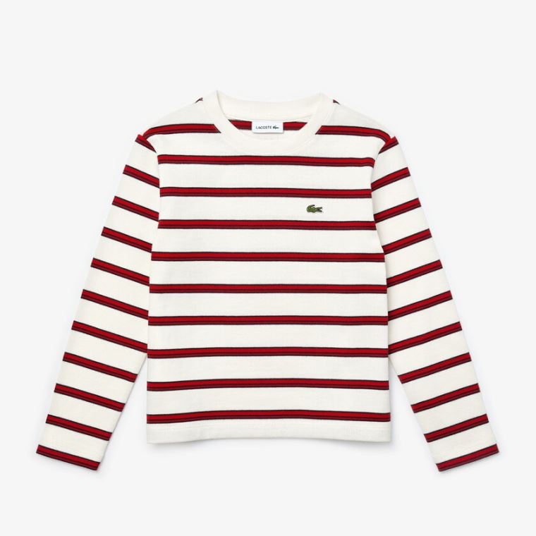 Lacoste Print Thick Bomull Nautical Top Hvite Rød Marineblå Blå | khFa4asN