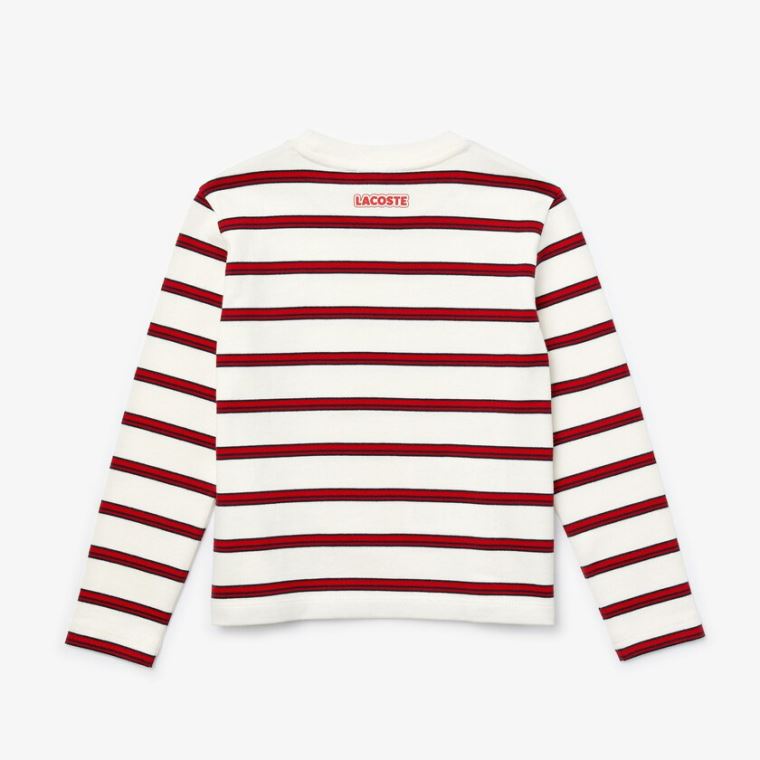 Lacoste Print Thick Bomull Nautical Top Hvite Rød Marineblå Blå | khFa4asN