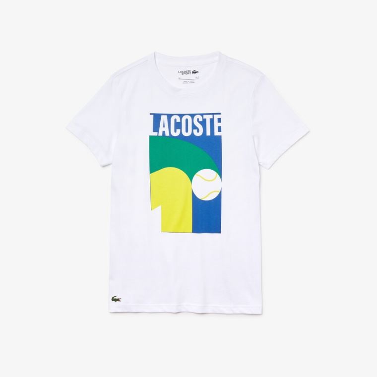 Lacoste Pustende Graphic Print T-shirt Hvite | YalBjQBu