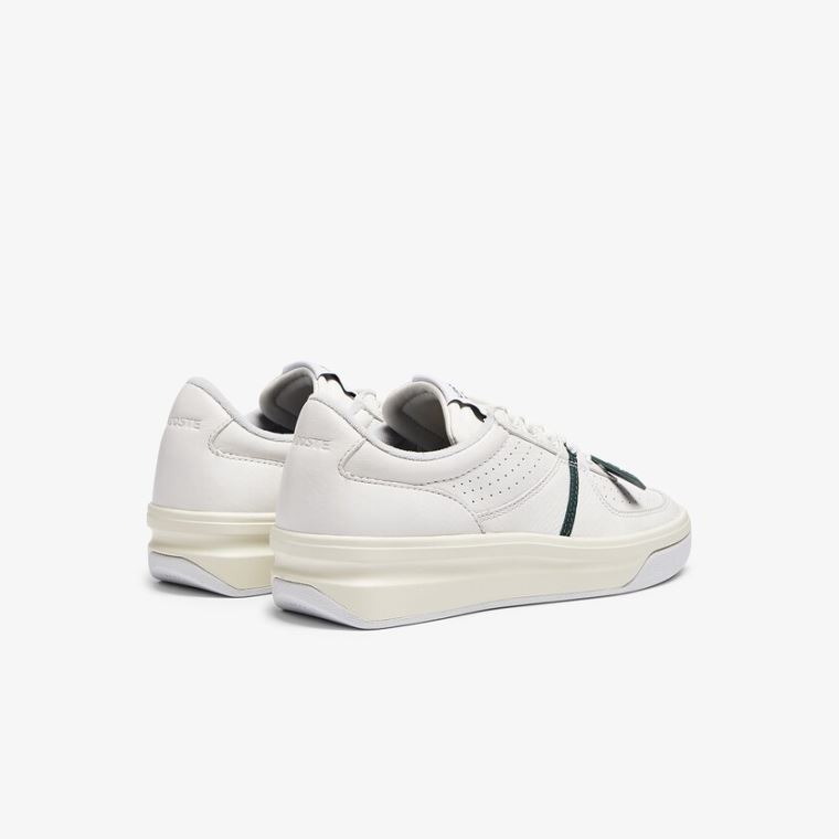 Lacoste Quantace Lær Sneakers Hvite Beige | FlRSBRXu