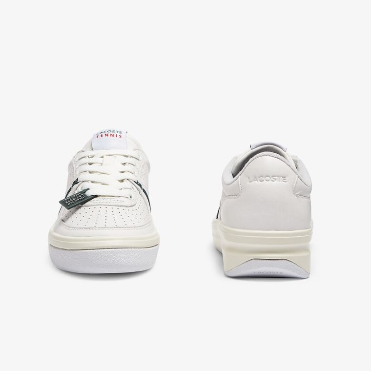 Lacoste Quantace Lær Sneakers Hvite Beige | FlRSBRXu