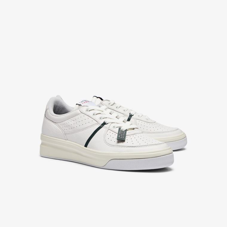 Lacoste Quantace Lær Sneakers Hvite Beige | dc7Lha1A