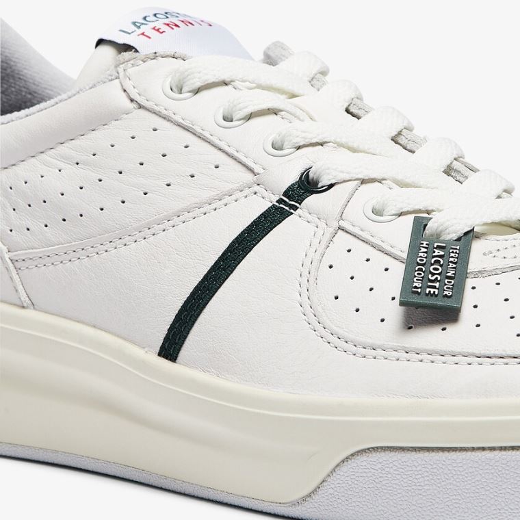 Lacoste Quantace Lær Sneakers Hvite Beige | dc7Lha1A