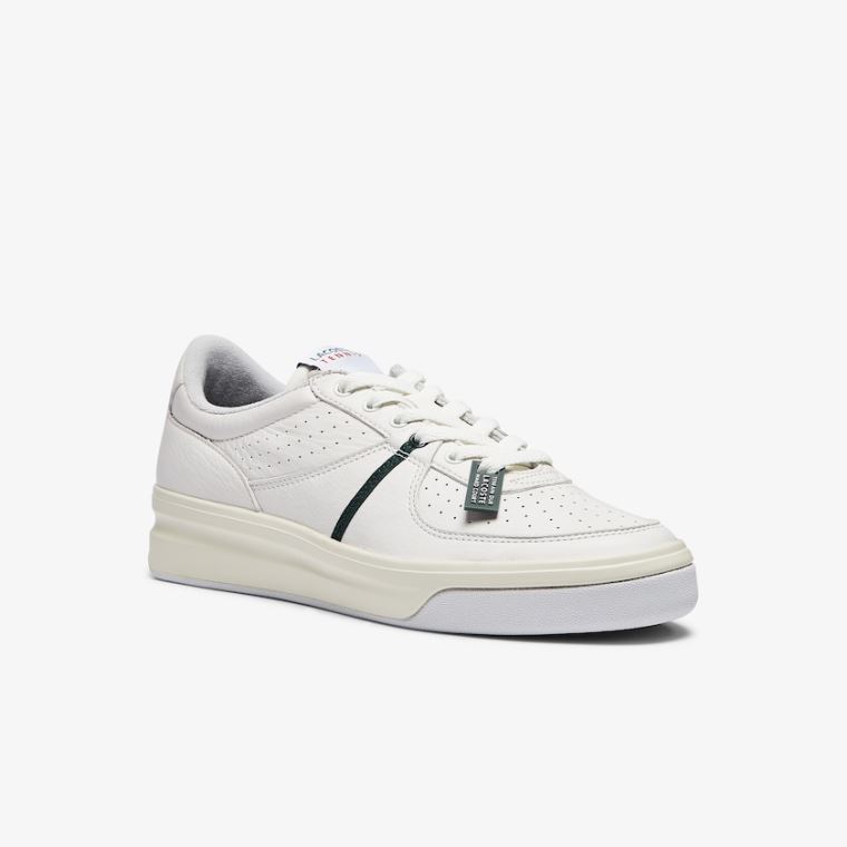 Lacoste Quantace Lær Sneakers Hvite Beige | dc7Lha1A