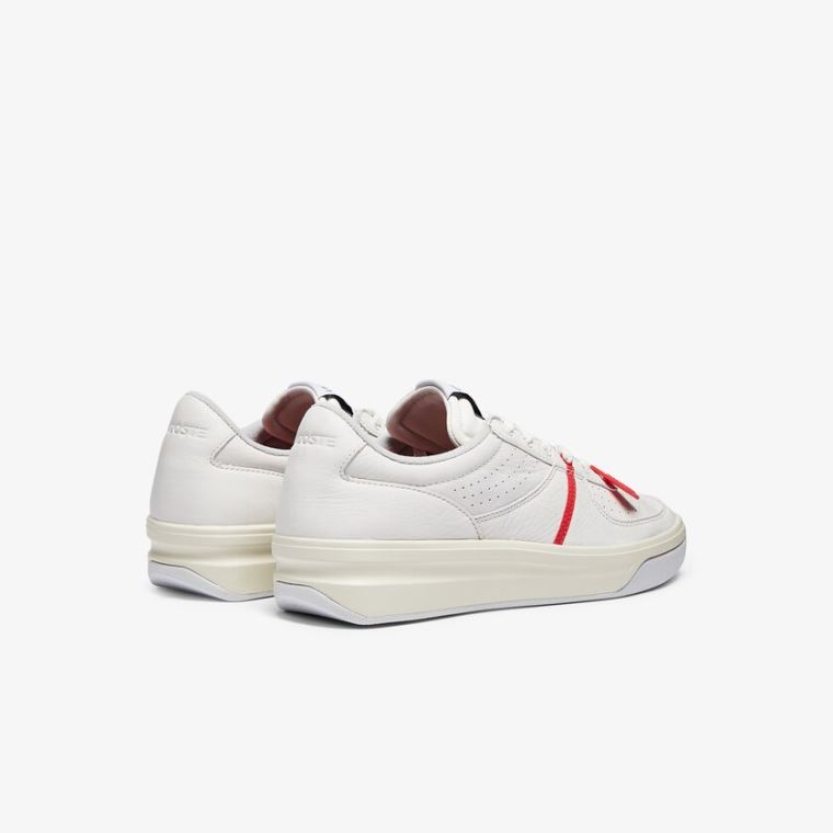 Lacoste Quantace Lær Sneakers Rød Hvite | kDOsL0PO