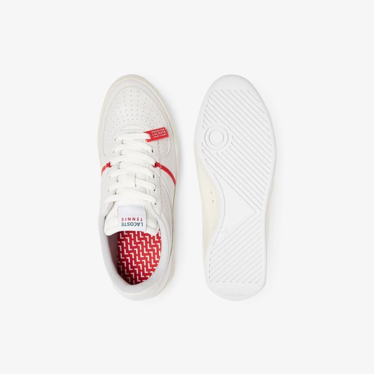 Lacoste Quantace Lær Sneakers Rød Hvite | kDOsL0PO